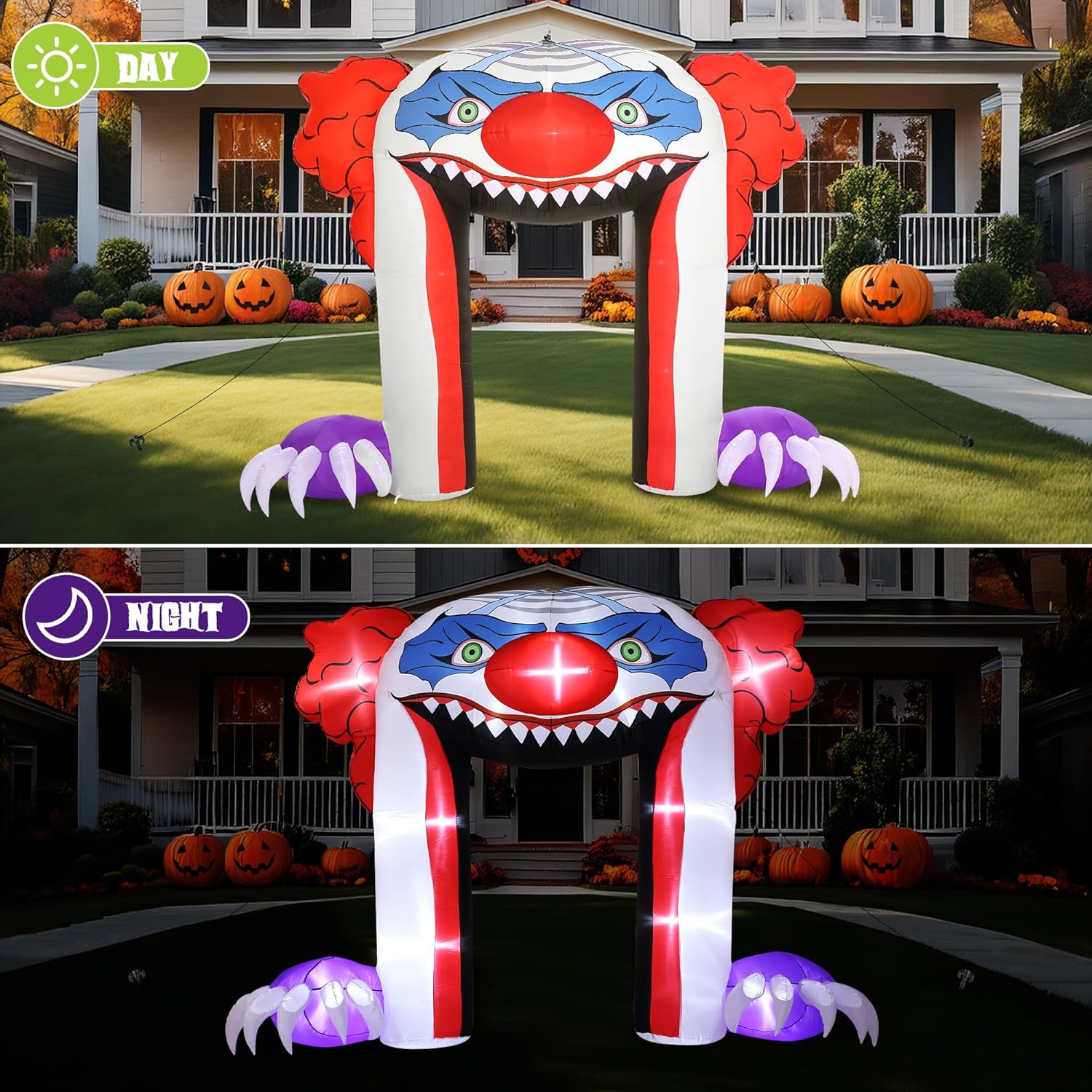 ZPISF Giant 10 FT Halloween Inflatables Clown Archway Outdoor Decorations, Scary Halloween Arch Blow Up Yard Decorations for Front Yard Lawn Garden Decor