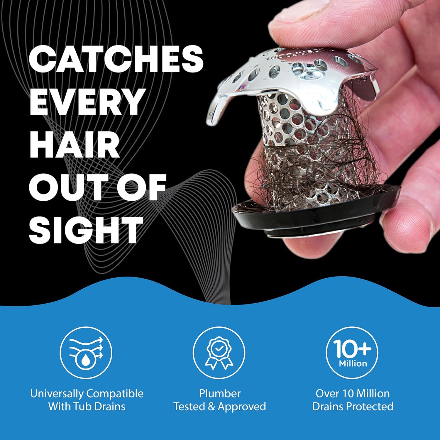 TubShroom Ultra Revolutionary Bath Tub Drain Protector Hair Catcher/Strainer/Snare, Stainless Steel, Stainless Combo