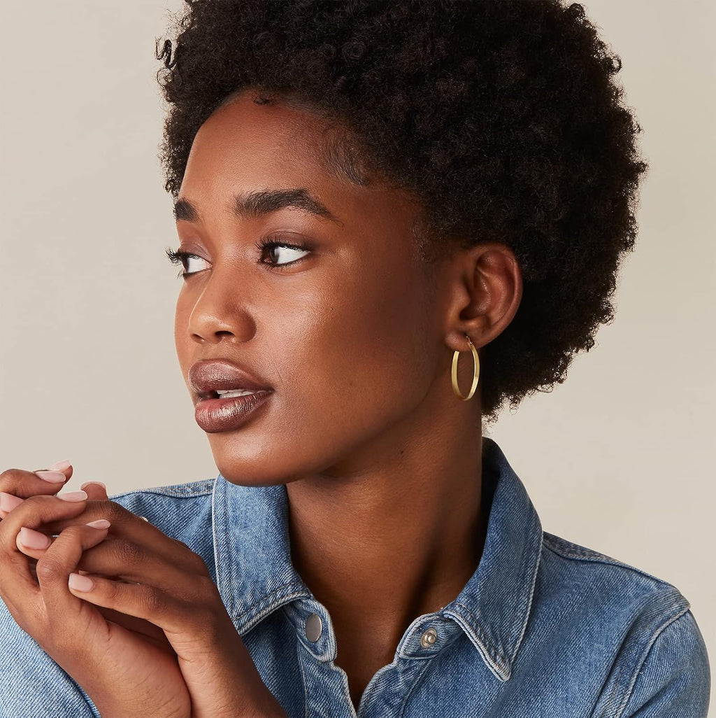 PAVOI 14K Gold Plated 925 Sterling Silver Post Lightweight Hoops | 20mm - 30mm Earring | Gold Hoop Earrings for Women