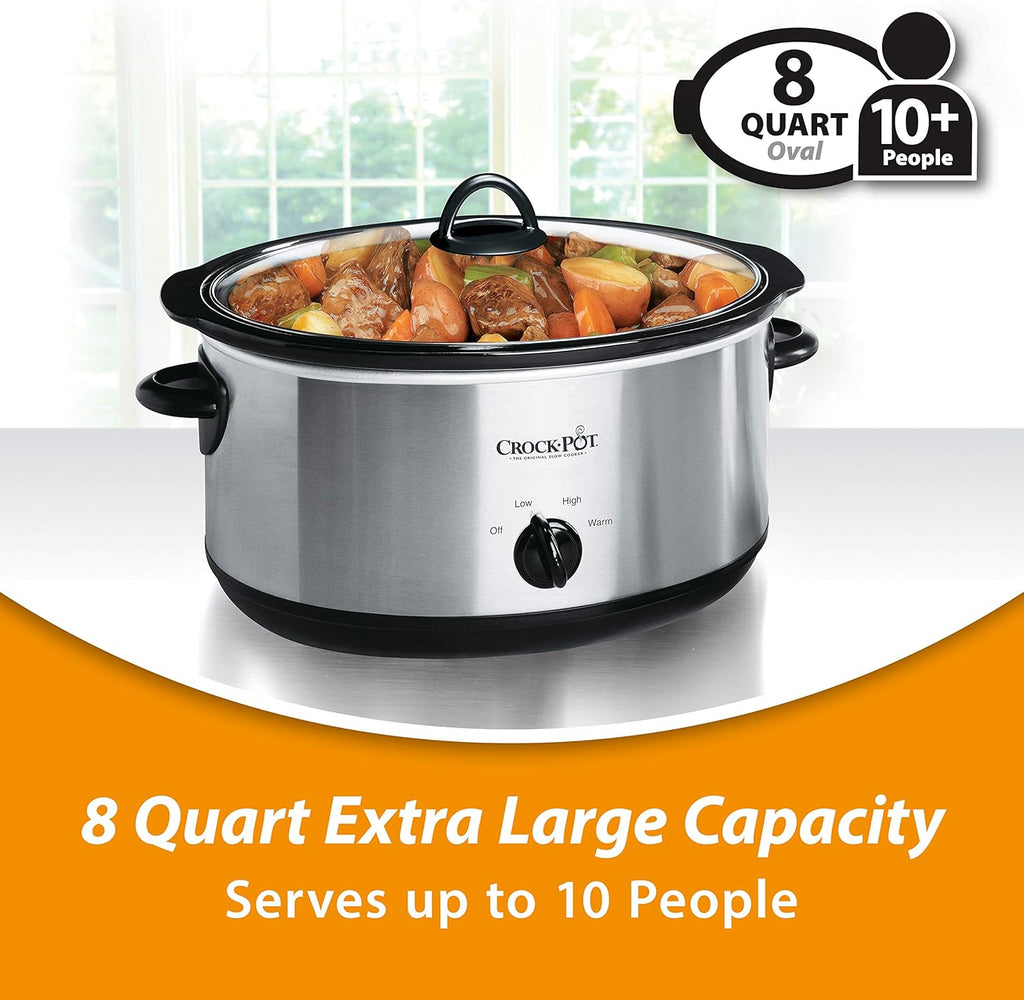 Crock-Pot 7 Quart Oval Manual Slow Cooker, Stainless Steel (SCV700-S-BR), Versatile Cookware for Large Families or Entertaining