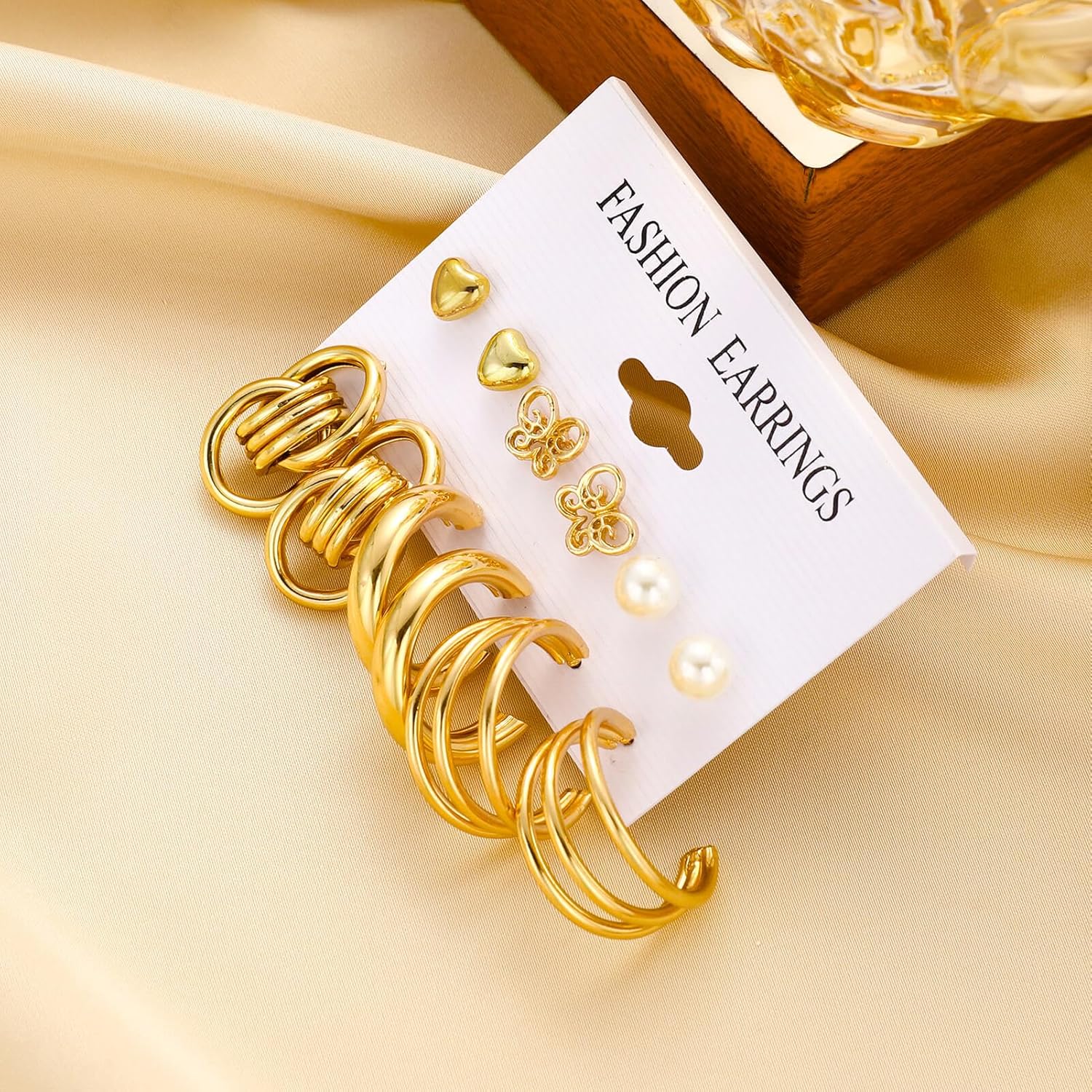 Gold Hoop Earrings Set for Women, 12 Pairs Hypoallergenic Large/Big Thin Thick Gold Hoops Earrings Loop Pack for Jewelry Gift 40mm/50mm