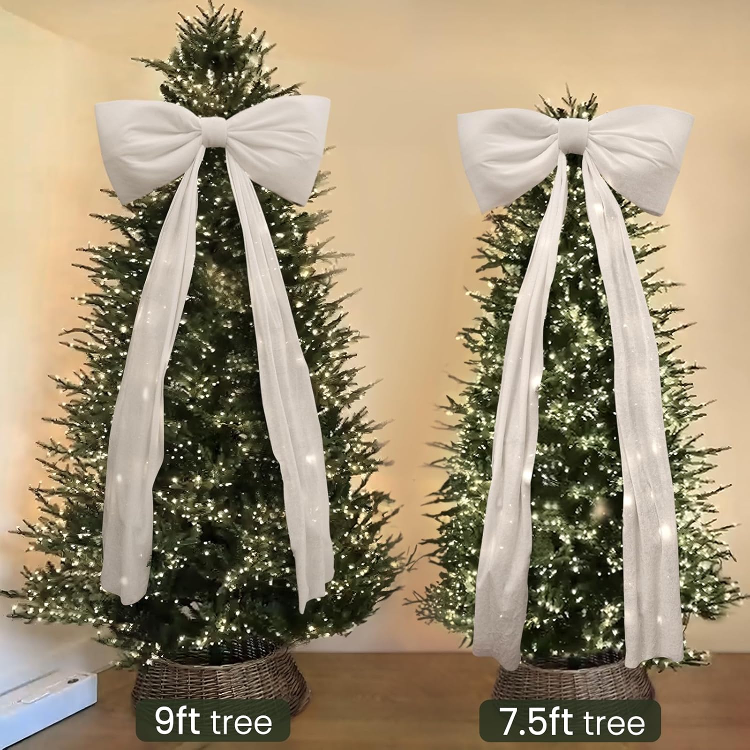 Christmas Decorations - Christmas Decor - 6 Ft Giant Bows for Christmas Tree - Big Red Velvet Bow for Tree Topper Window Wall Mantle - Indoor Home Room Party Valentines Xmas Decoration