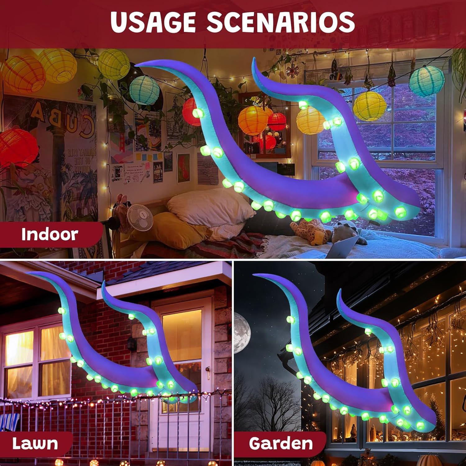 8FT Halloween Inflatables Spider Outdoor Decorations for Yard, Giant Blow up Green Spider with Rotating Fire Flame Light, Large Spooky Spider Props for Halloween Party Garden Lawn House Holiday Decor