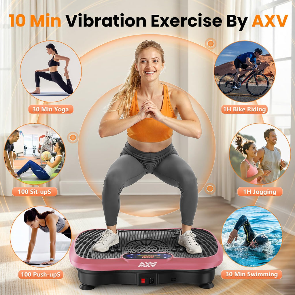 AXV Vibration Plate Fitness Platform Exercise Machine Vibrating Shaking Full Body Shaker Workout Vibrate Stand Shake Board Sport Gym for Weight Loss Fat Burner for Women Men