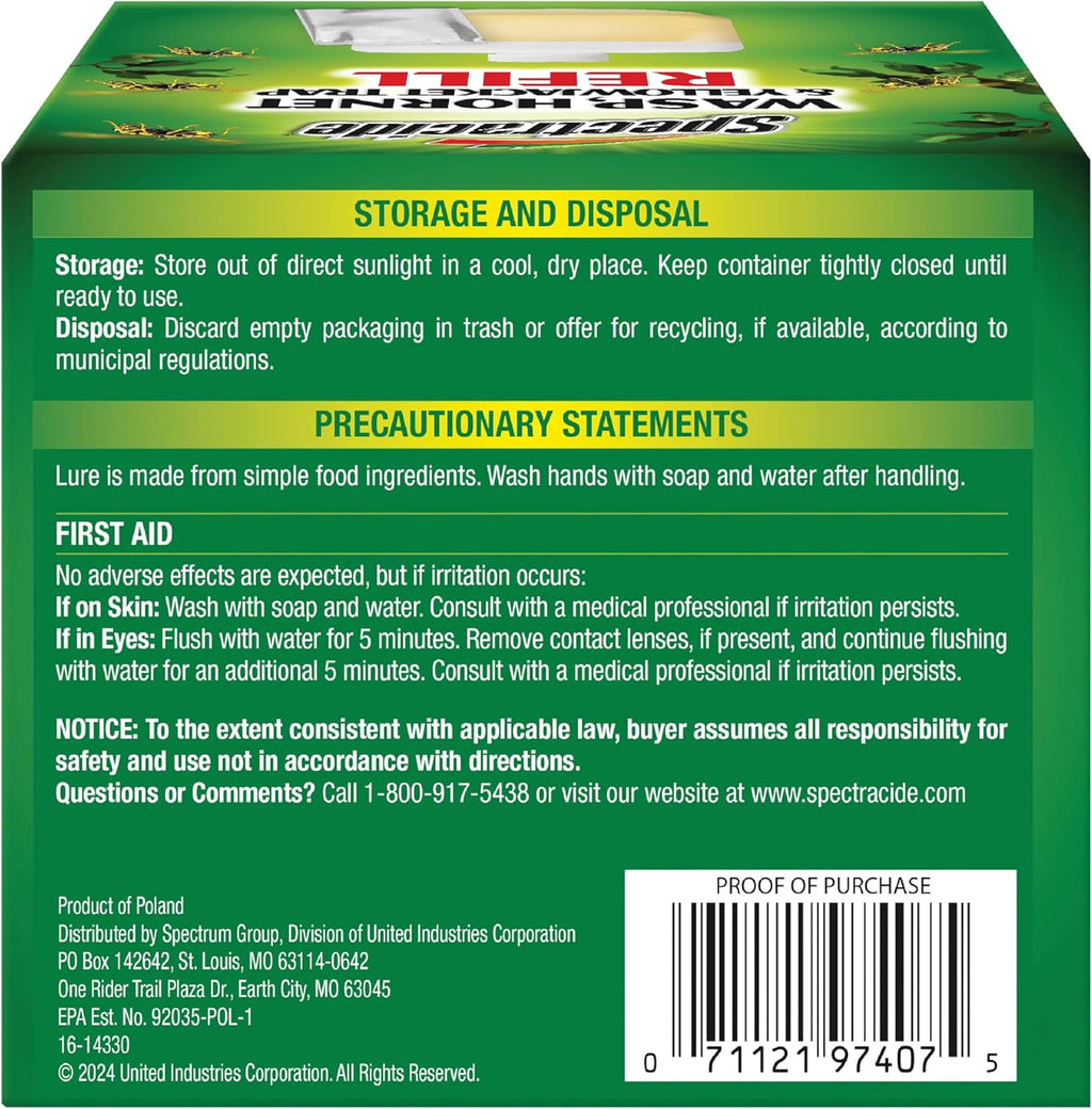 Spectracide Wasp, Hornet & Yellowjacket Trap, Hanging Wasp & Hornet Trap with a Quick-Drown Formula That Submerges & Kills Insects, 1 Count