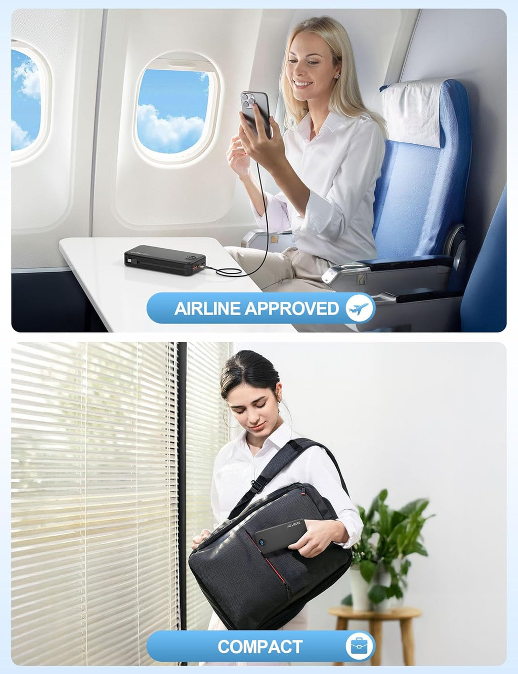 Portable Charger Power Bank, 12000mAh 22.5W USB C Fast Charging with Built-in Cables and Wall Plug, Travel Essential Battery Pack with LED Display for iPhone, iPad, Samsung Pink