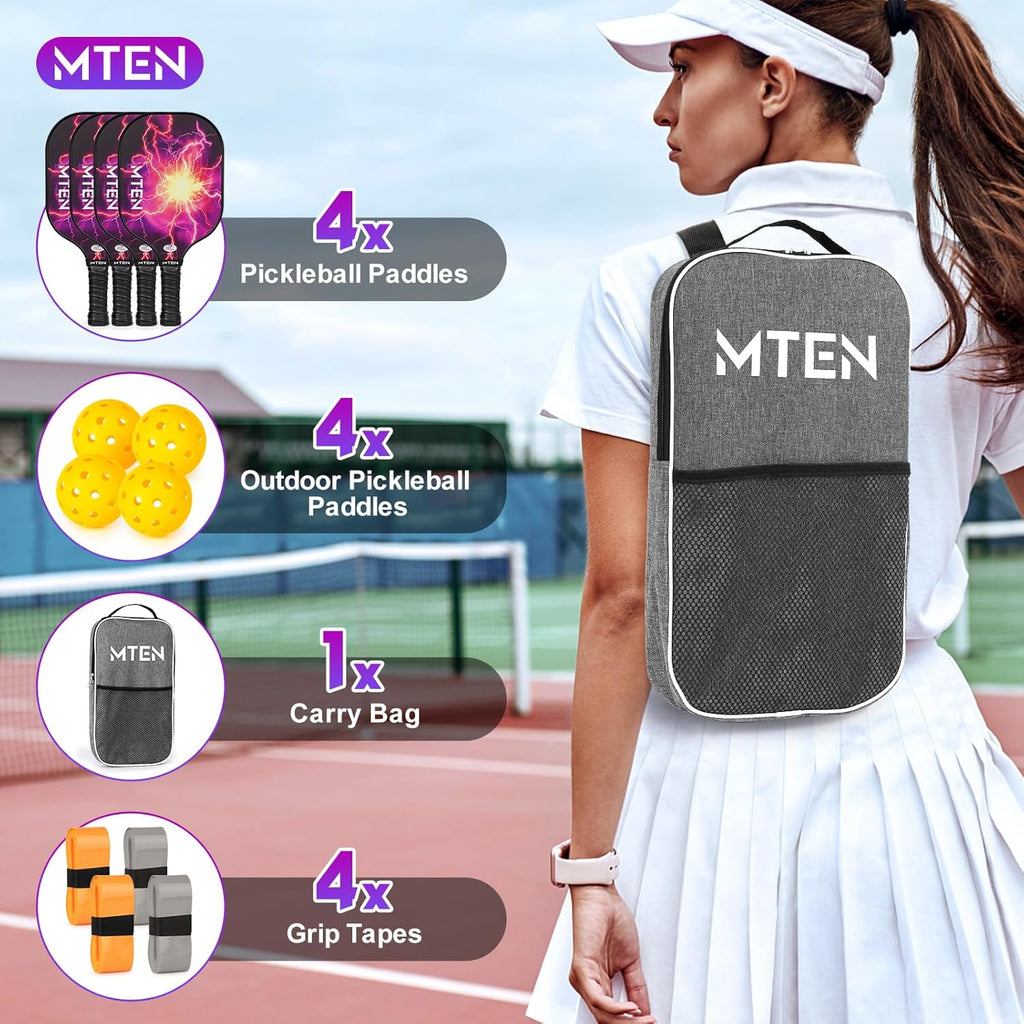 Pickleball Paddles, USAPA Approved Fiberglass Surface Pickleball Set with Pickleball Rackets, Pickleball Paddles Set for Men Women