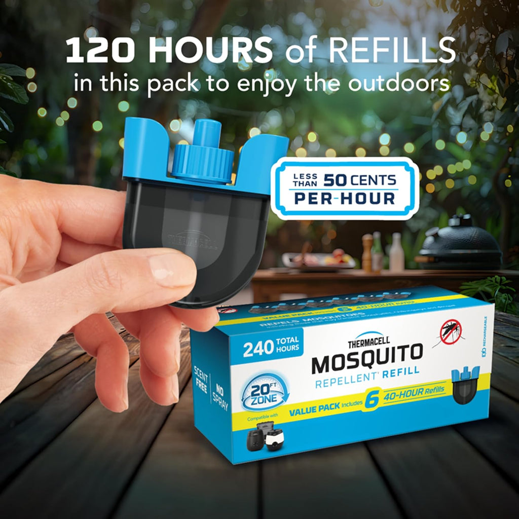 Thermacell Rechargeable Mosquito Repeller Refills; Advanced Repellent Formula Provides 20 Foot Protection Zone; Compatible with Thermacell E-Series & Radius Only; No DEET, Spray or Flame