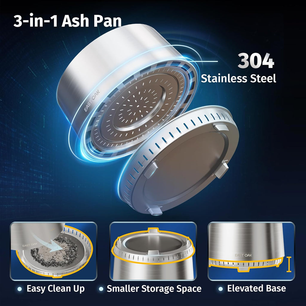 EAST OAK Fuoco Smokeless Fire Pit 21'' for Patio and Outdoor, Stainless Steel Firepit Wood Burning Fireplace with Carrying Bag, Portable Outdoor Fire Pit with Stand & Removable Ash Pan for Outside