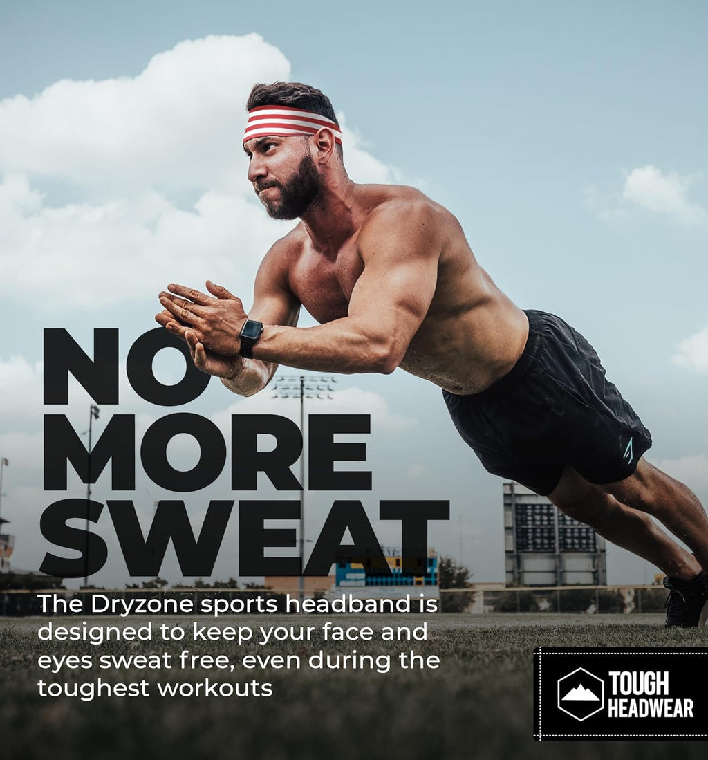Tough Outfitters Headband for Men - Mens Headbands - Working Out Sports Performance Head Bands - Athletic Cycling Running Sweat Band, Football Headbands - Sweat Bands Men/Women