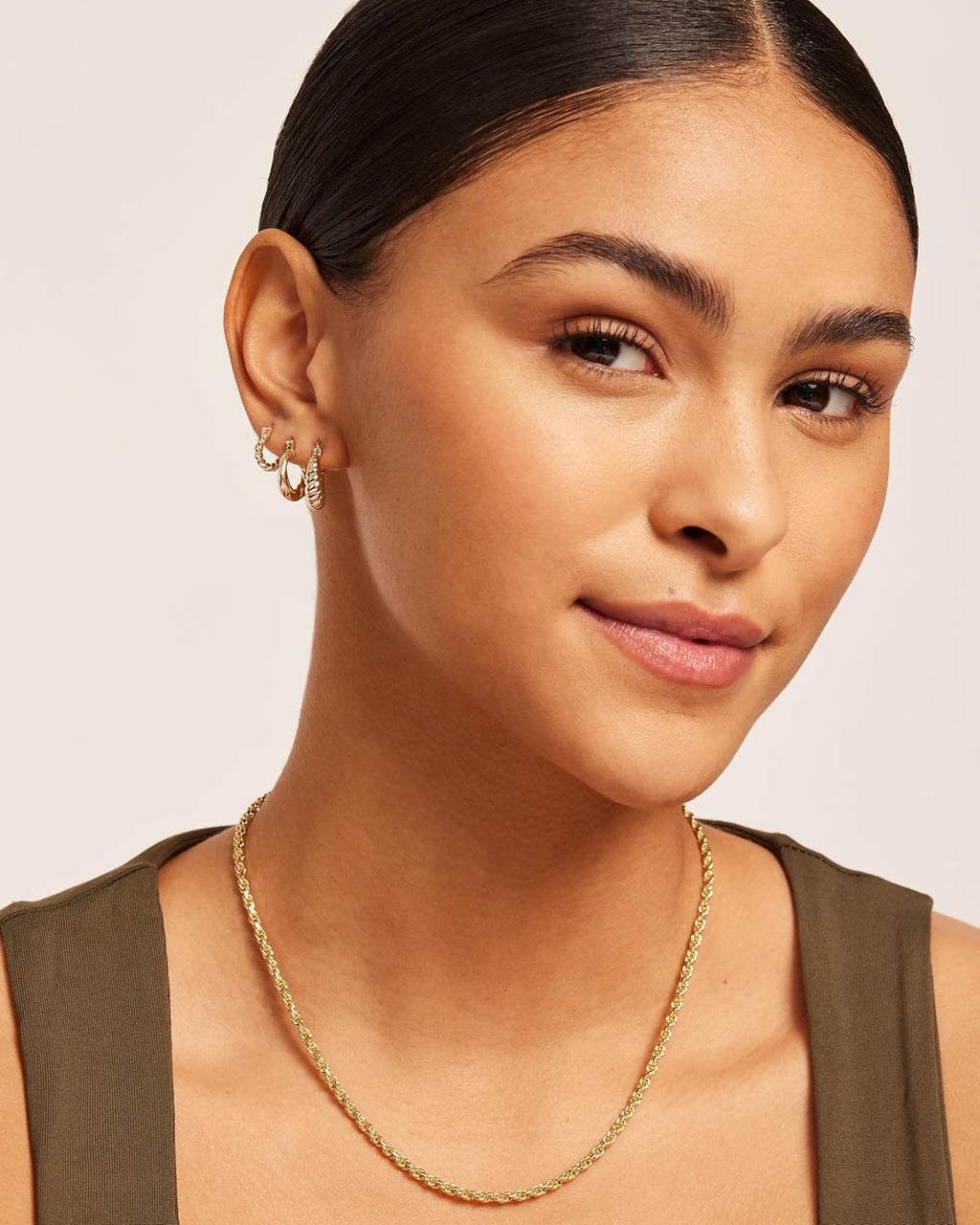 PAVOI 14K-18K Yellow Gold Plated 925 Sterling Silver Posts Three Pairs Small Hoop Earrings for Women - Statement Gold Hoop Earrings Set - Cubic Zirconia Rope Teardrop Chunky Huggie Earscape Piercings