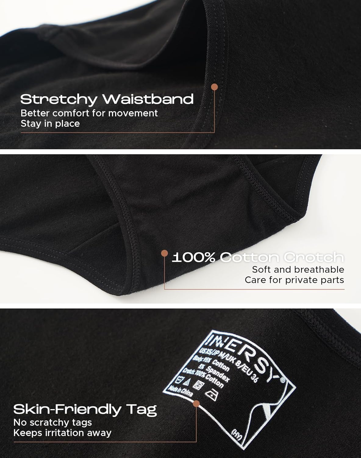 INNERSY Womens Underwear Cotton Hipster Panties Regular & Plus Size 6-Pack