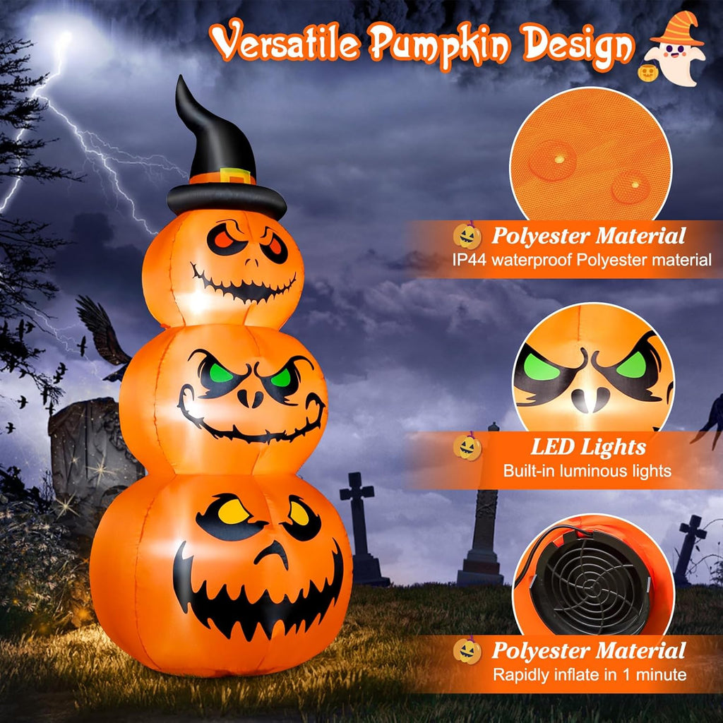 8FT Halloween Inflatables Spider Outdoor Decorations for Yard, Giant Blow up Green Spider with Rotating Fire Flame Light, Large Spooky Spider Props for Halloween Party Garden Lawn House Holiday Decor