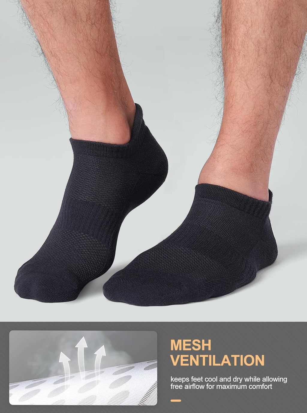 CS CELERSPORT 6 Pairs Ankle Athletic Running Socks Low Cut Sports Tab Socks for Men and Women