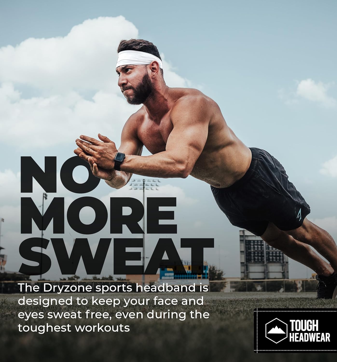 Tough Outfitters Headband for Men - Mens Headbands - Working Out Sports Performance Head Bands - Athletic Cycling Running Sweat Band, Football Headbands - Sweat Bands Men/Women