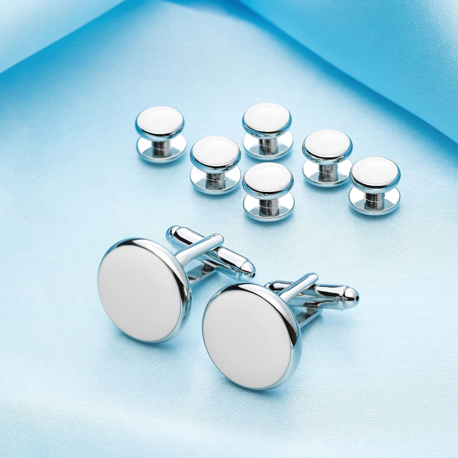 Zealmer 316L Stainless Steel Cufflinks Shirt Studs Business Wedding Gifts for Men