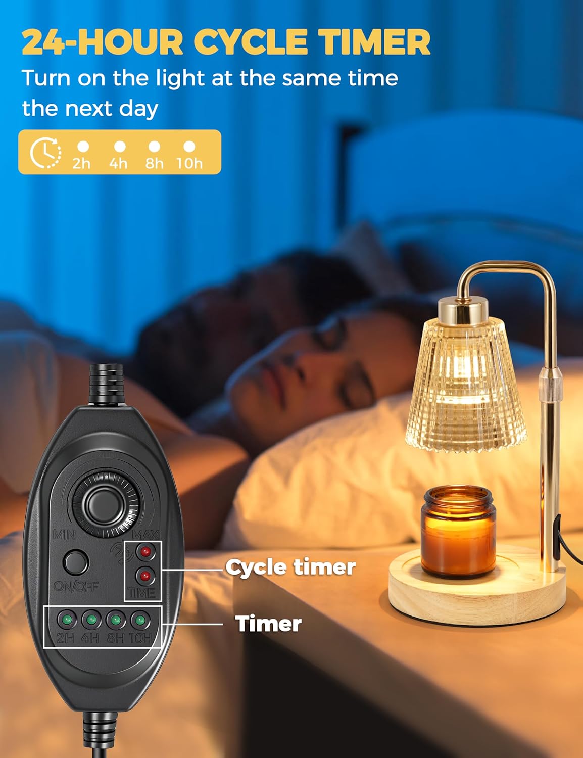 Candle Warmer Lamp with Timer Dimmable, Birthday Gifts for Women Mom, House Warming Gifts New Home Decor, Wax Melt Warmer for Jar Candles with 2 Bulbs