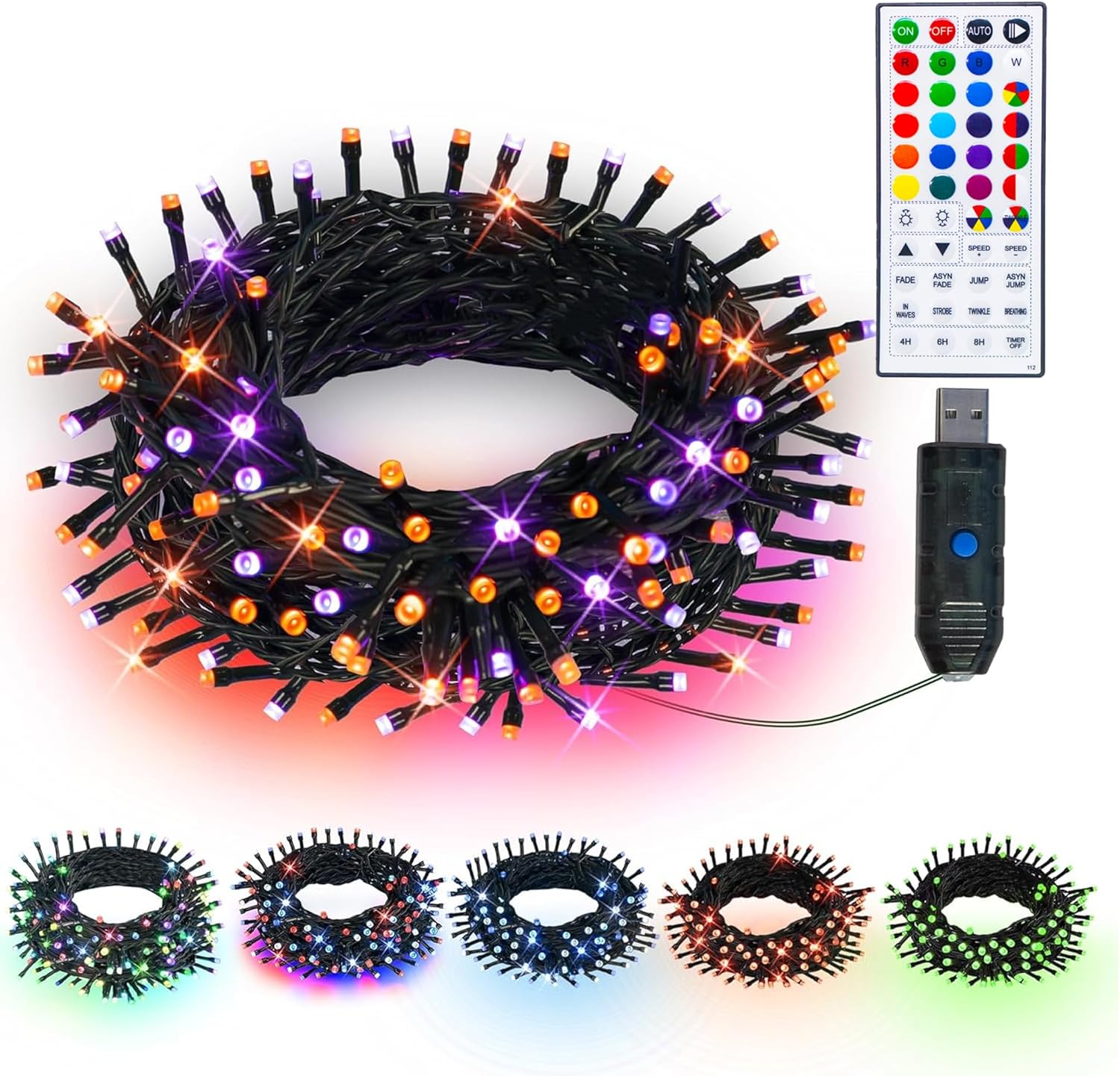 Dazzle Bright Smart Color Changing Halloween Lights, 66FT 200 LED RGB String Lights with Remote & App Controlled, Christmas Decorations for Indoor Outdoor Holiday Xmas Tree Party Decor