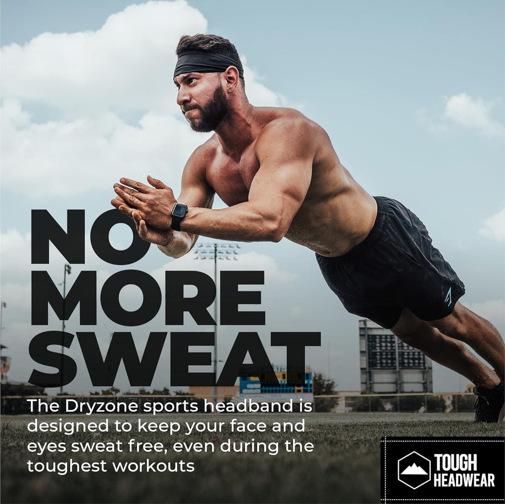 Tough Outfitters Headband for Men - Mens Headbands - Working Out Sports Performance Head Bands - Athletic Cycling Running Sweat Band, Football Headbands - Sweat Bands Men/Women