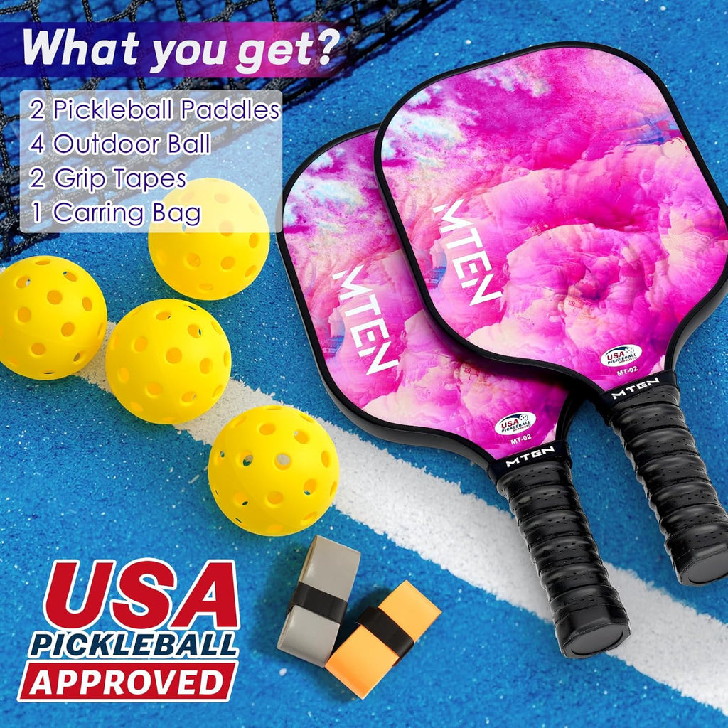 Pickleball Paddles, USAPA Approved Fiberglass Surface Pickleball Set with Pickleball Rackets, Pickleball Paddles Set for Men Women