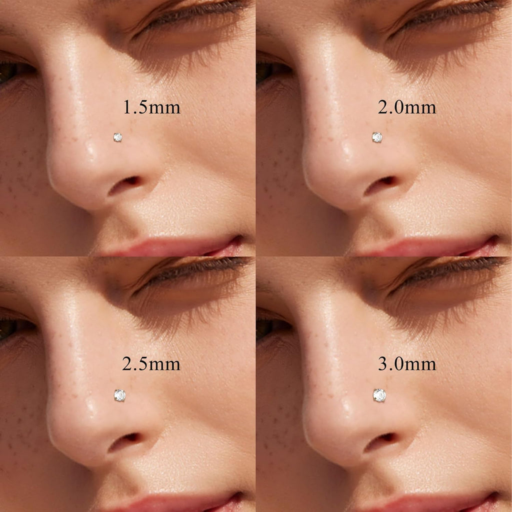 Jstyle Hypoallergenic Nose Rings 18G 20G Surgical Stainless Steel Nose Rings Studs Cubic Zirconia Nose Ring Labret Nose Piercing Jewelry for Women Men 1.5mm 2mm 2.5mm 3mm
