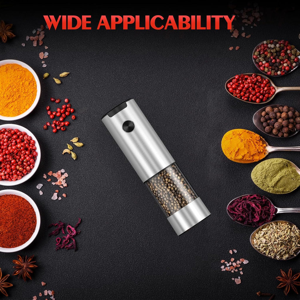 Electric Salt and Pepper Grinder Set Automatic Battery Pepper Mill Shakers Adjustable Coarseness Upgraded Larger Capacity with Led Home and Kitchen Appliances for New House Warming Gifts