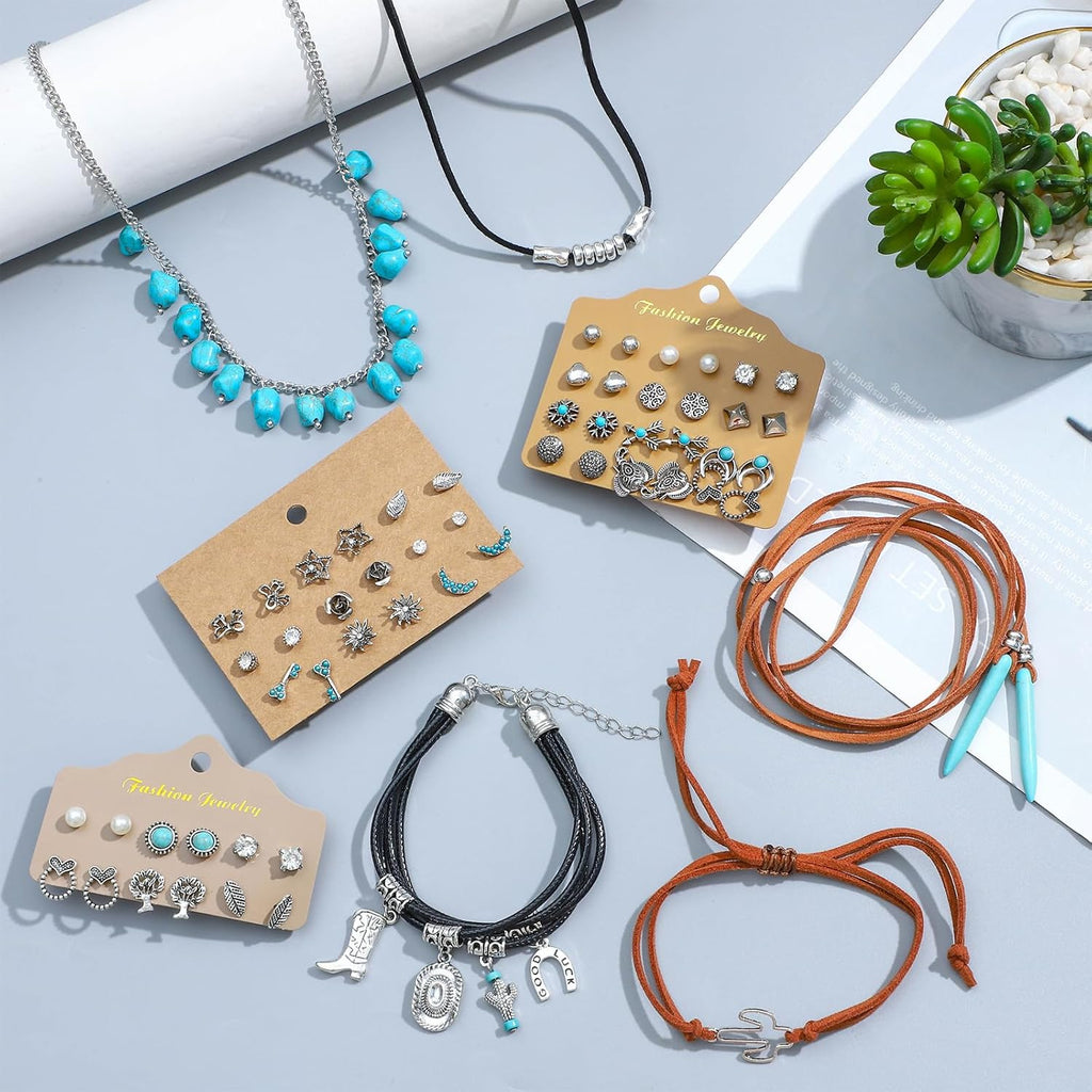 NEWITIN 69 Pieces Gold Jewelry Set for Women Fashion Costume Jewelry Gold Plated Necklace Bracelet Earrings Set for Women