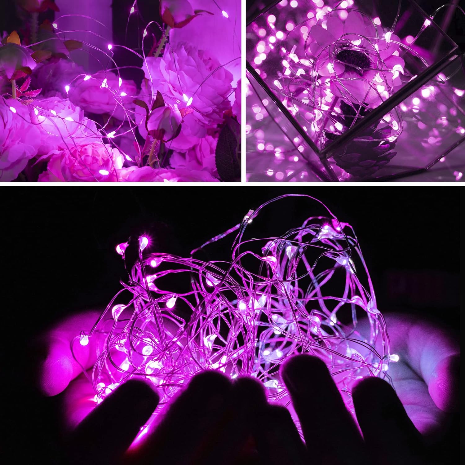 Brightown 12 Pack LED Fairy Lights Battery Operated String Lights - 7ft 20LED Waterproof Silver Wire Firefly Starry Moon Lights for DIY Crafts Wedding Table Centerpieces Party Bedroom Christmas