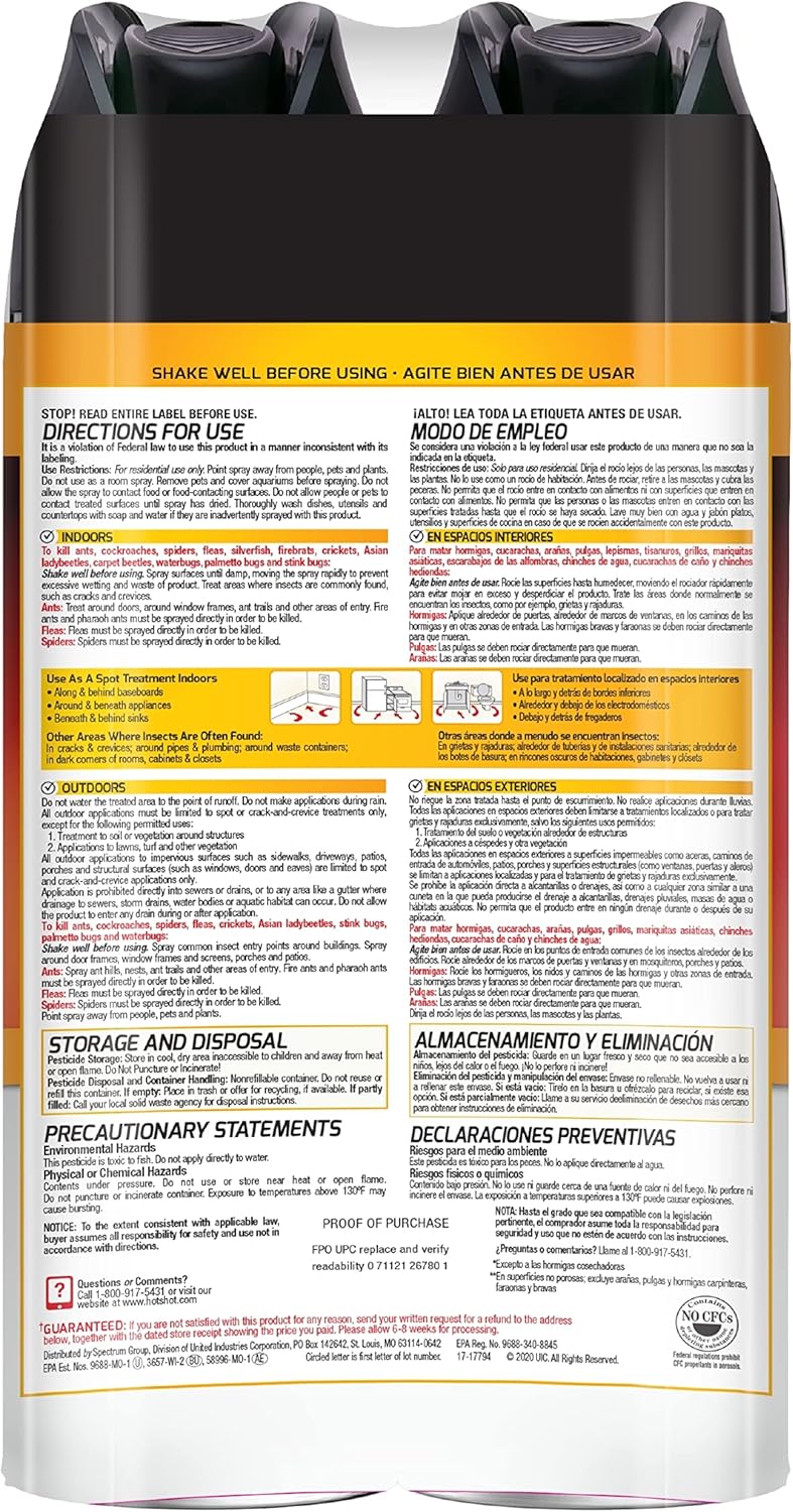 Hot Shot Ant, Roach & Spider Killer, Kills Insects Indoors and Outdoors, Kills Roaches and Listed Ants on Contact, Insecticide Spray, 17.5 Ounce (Crisp Linen)