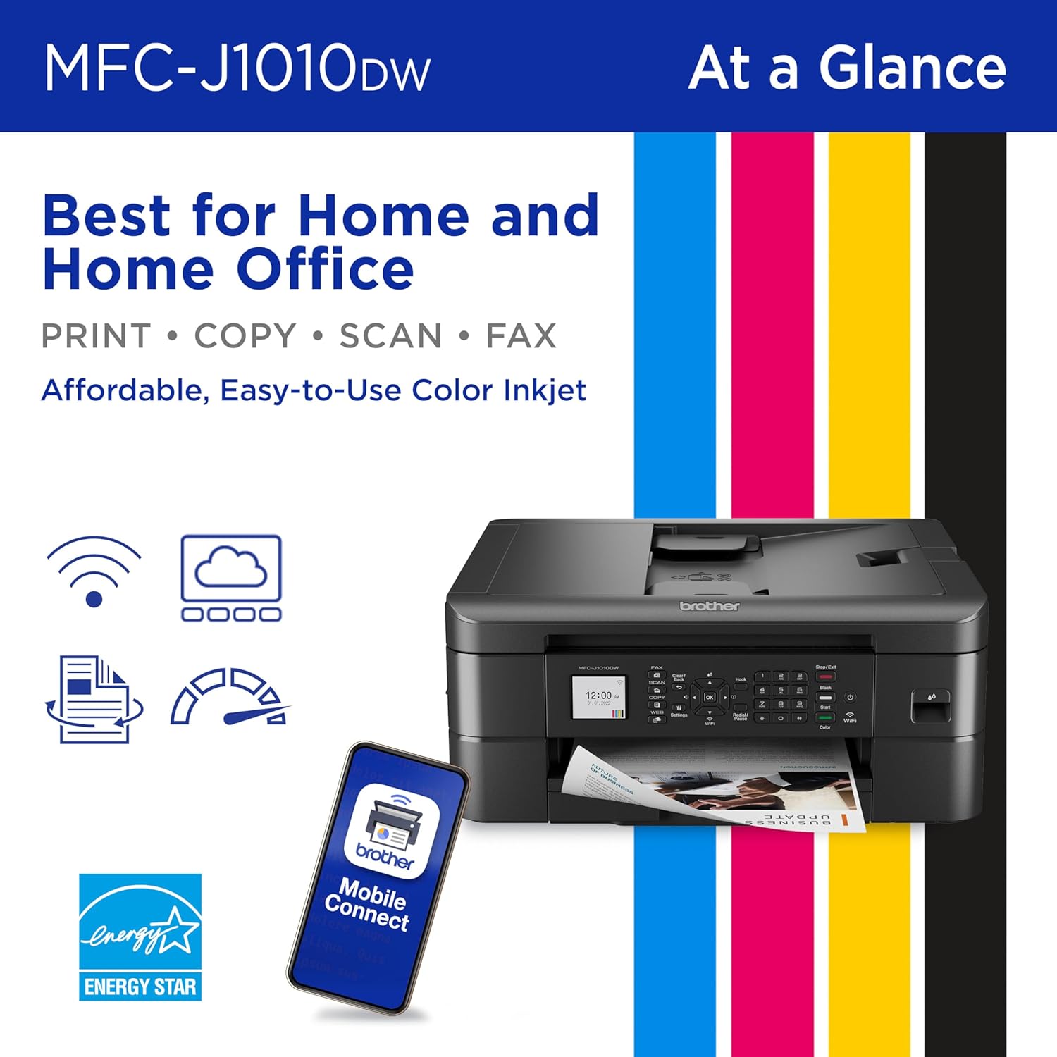Brother Work Smart 1360 Wireless Color Inkjet All-in-One Printer with Automatic Duplex Printing and 1.8” Color Display | Includes Refresh Subscription Trial(1) (MFC-J1360DW) (Uses LC501 Series Inks)