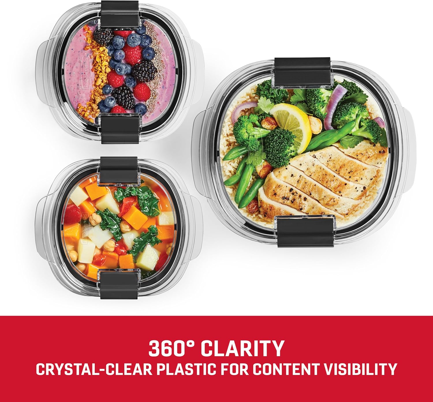Rubbermaid Brilliance Food Storage Containers BPA Free Airtight Lids Ideal for Lunch Meal Prep & Leftovers Set of 5 (3.2 Cup)