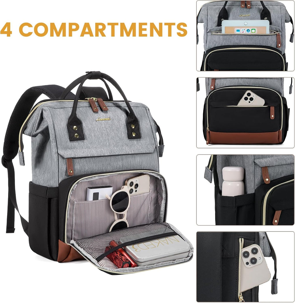 LOVEVOOK Laptop Backpack for Women, 15.6 Inch Work Business Backpacks Purse With Large Capacity, Waterproof Nurse Bag College Bookbag for School, Waterproof Casual Daypack for Travel