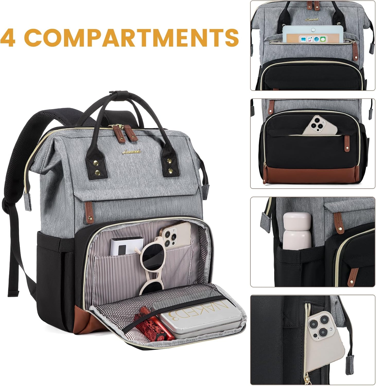 LOVEVOOK Laptop Backpack for Women, 15.6 Inch Work Business Backpacks Purse With Large Capacity, Waterproof Nurse Bag College Bookbag for School, Waterproof Casual Daypack for Travel