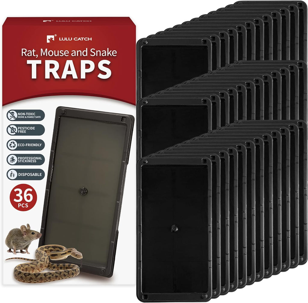 LULUCATCH Mouse & Insect Traps 12 Pack, Heavier Sticky Traps with Non-Toxic Glue for Small Mice & Insects. Sticky Mouse Traps Indoor, Easy to Set, Pet Safe Pest Control