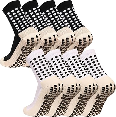 Men's Grip Soccer Socks Anti Slip Athletic Socks Non Slip Football Basketball Socks with Grip Pads2/4/6