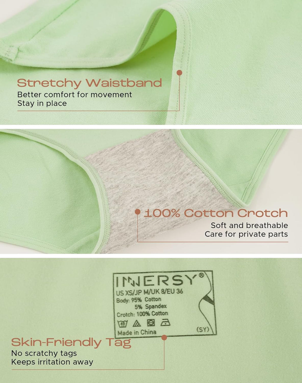 INNERSY Womens Underwear Cotton Hipster Panties Regular & Plus Size 6-Pack
