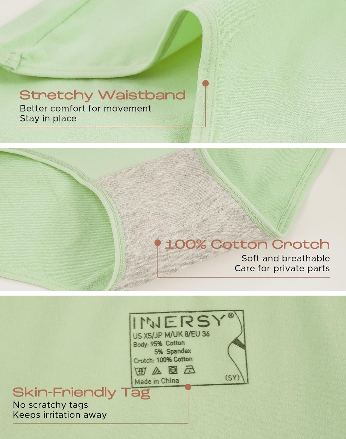 INNERSY Womens Underwear Cotton Hipster Panties Regular & Plus Size 6-Pack