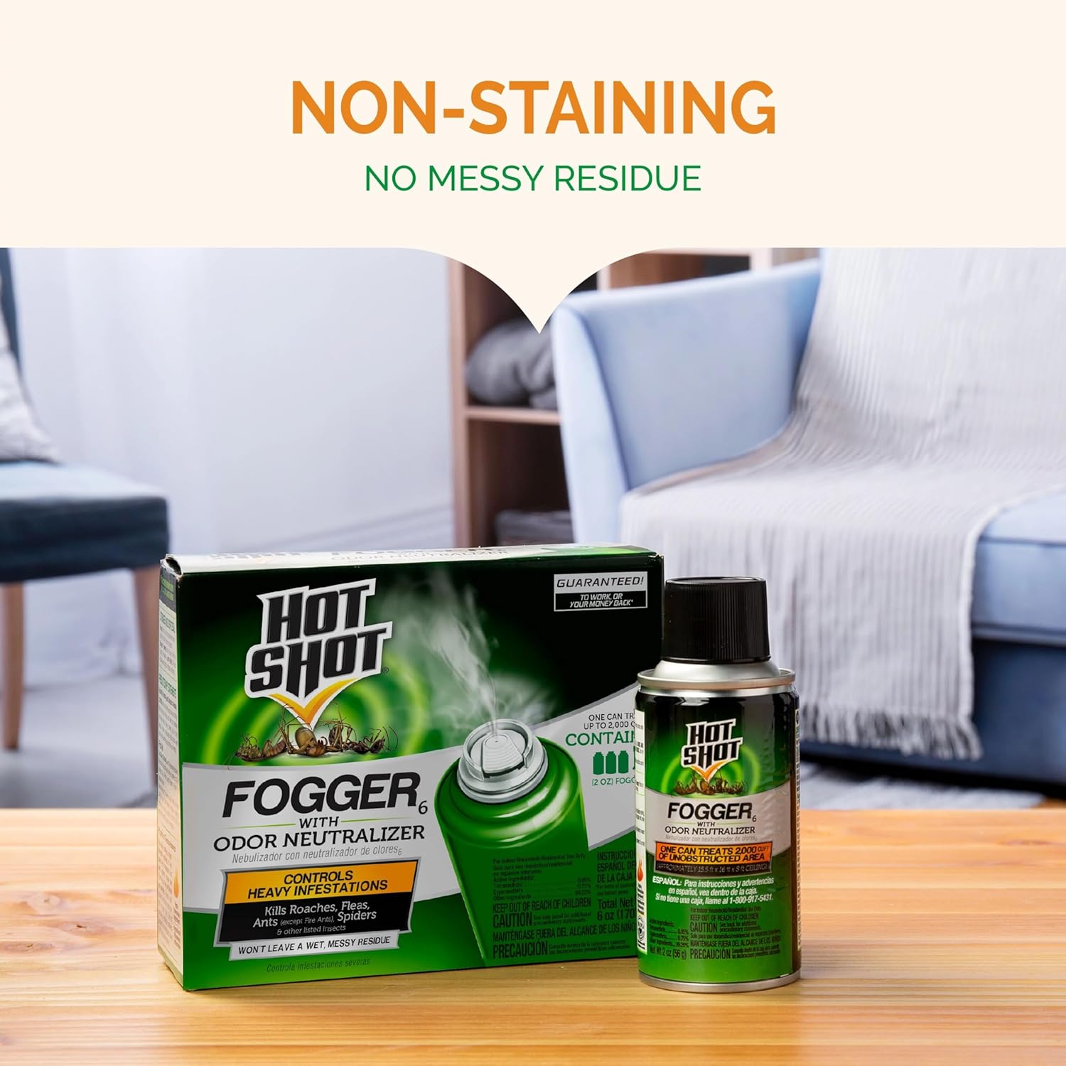 Hot Shot Fogger With Odor Neutralizer 6 Count-2 Ounce Cans (2 Pack), Controls Heavy Insect Infestations