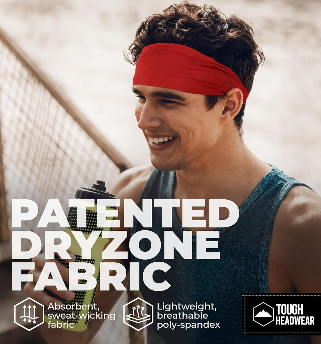 Tough Outfitters Headband for Men - Mens Headbands - Working Out Sports Performance Head Bands - Athletic Cycling Running Sweat Band, Football Headbands - Sweat Bands Men/Women