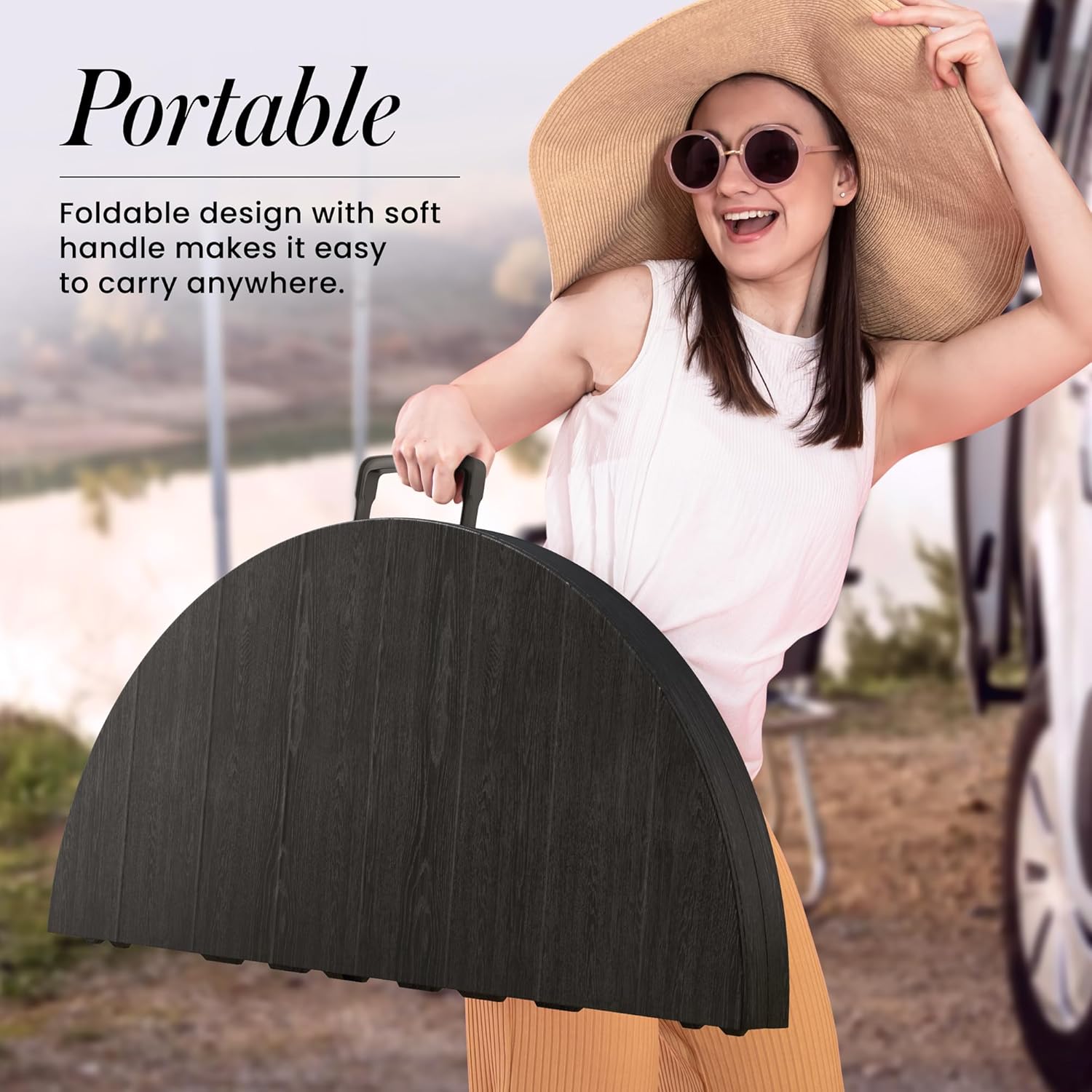 6 Feet Foldable Table with Built in Handle & Steel Legs | Heavy Duty Portable | Perfect for Party, Dining, Wedding, Events, Picnic Indoor, Outdoor, Camping, Utility, Folding