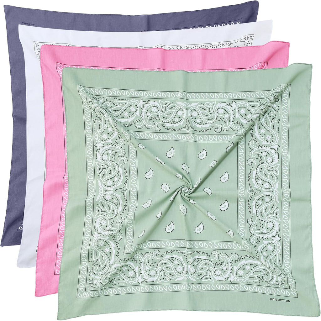 100% Cotton 27" x 27" Large Bandanas for Men & Women, Multi-Purpose Bandana Headbands, Square Head Scarf