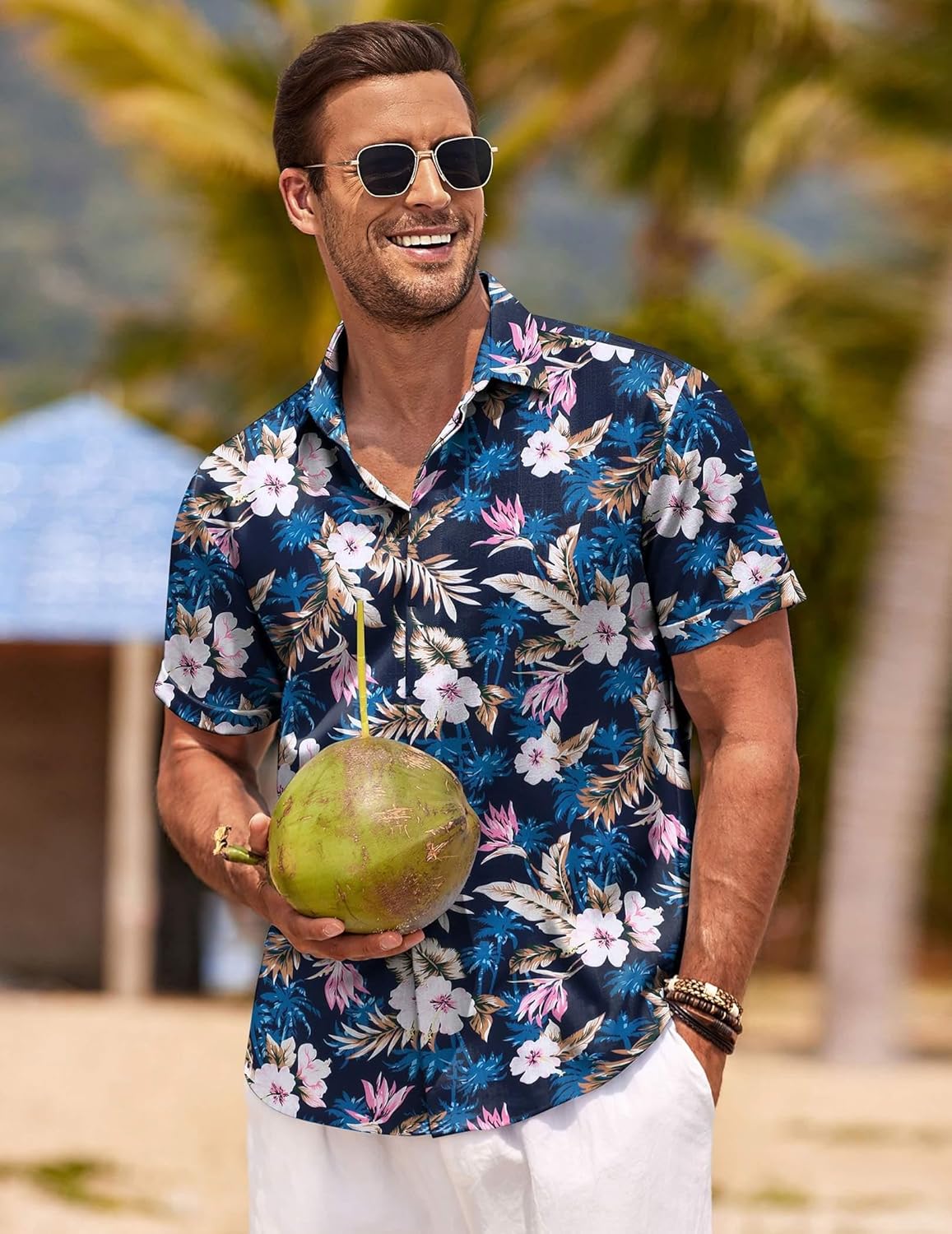 COOFANDY Men's Linen Shirts Short Sleeve Casual Shirts Button Down Shirt for Men Beach Summer Wedding Shirt