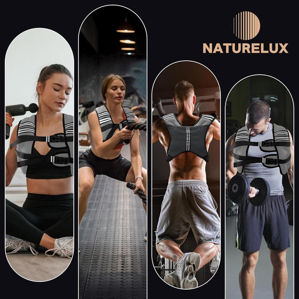 Weighted Vest Men or Women - 5/10/15/20/25/30lbs Weights with Reflective Stripe, Weighted Vest for Workout Equipment for Strength Training Running - Walking Weight Loss