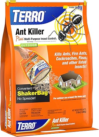 TERRO Ant Killer Plus Multi-Purpose Insect Control for Outdoors - Kills Fire Ants, Fleas, Cockroaches, and Other Crawling Insects - 3lb Shaker Bag - T901-6