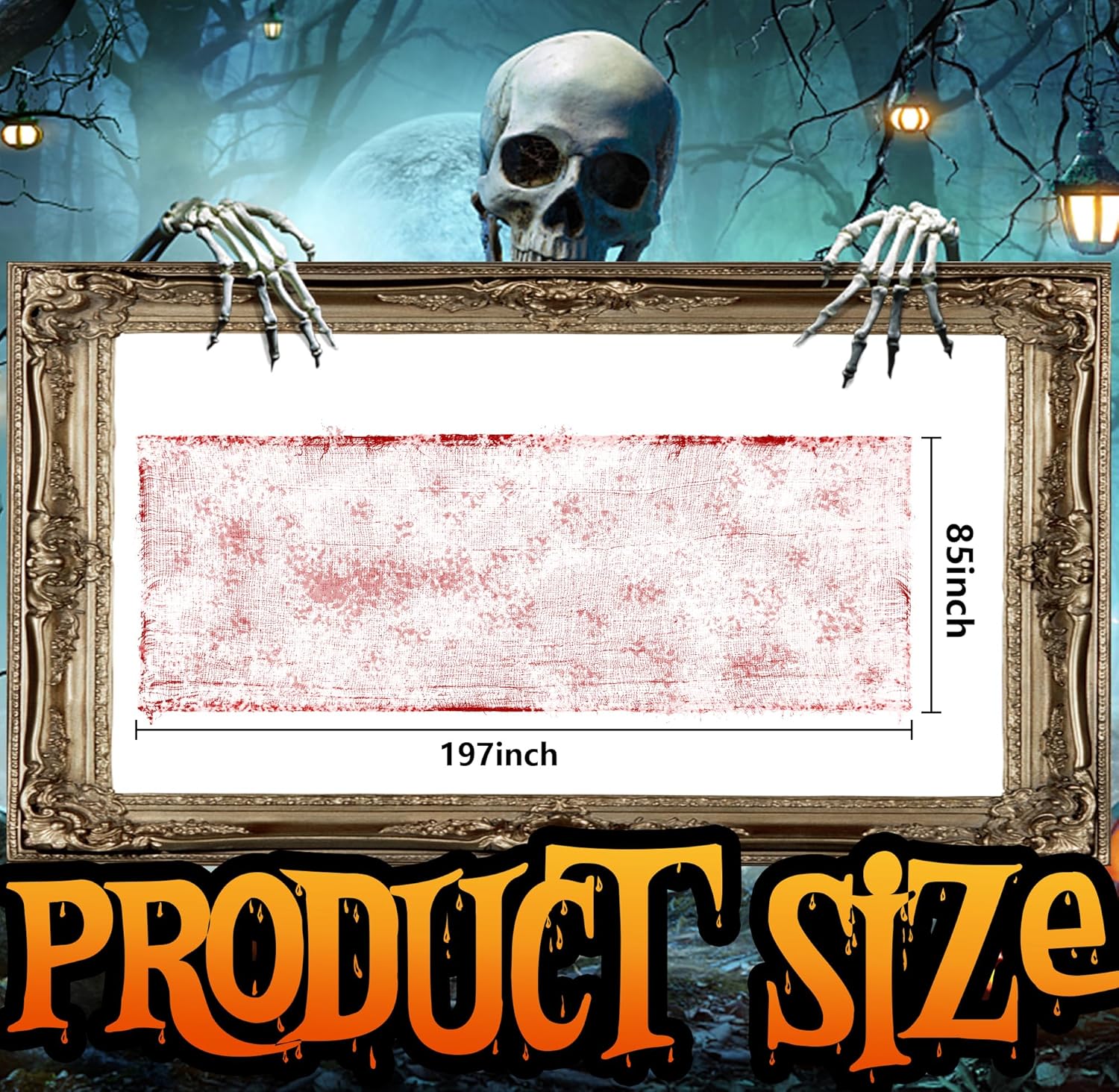 197" x 85" Halloween Creepy Cloth - Halloween Spooky Fabric Cloth - Scary Gauze Blood Creepy Cloth for Haunted House Halloween Party Yard Wall Doorway Outdoors Decoration