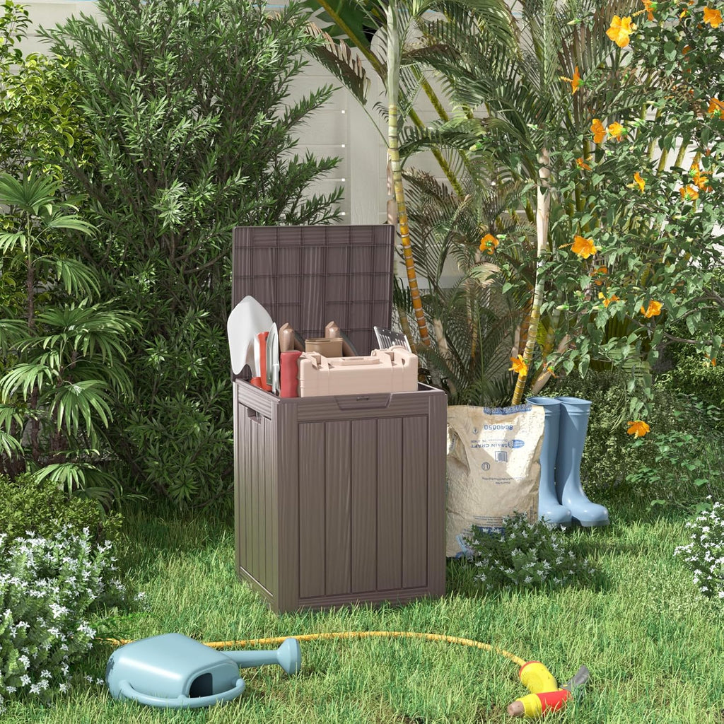 80 Gallon Resin Deck Box, Lockable Patio Outdoor Storage Box for Furniture, Garden Tools and Tools Storage, Waterproof Outside Storage Box - Black