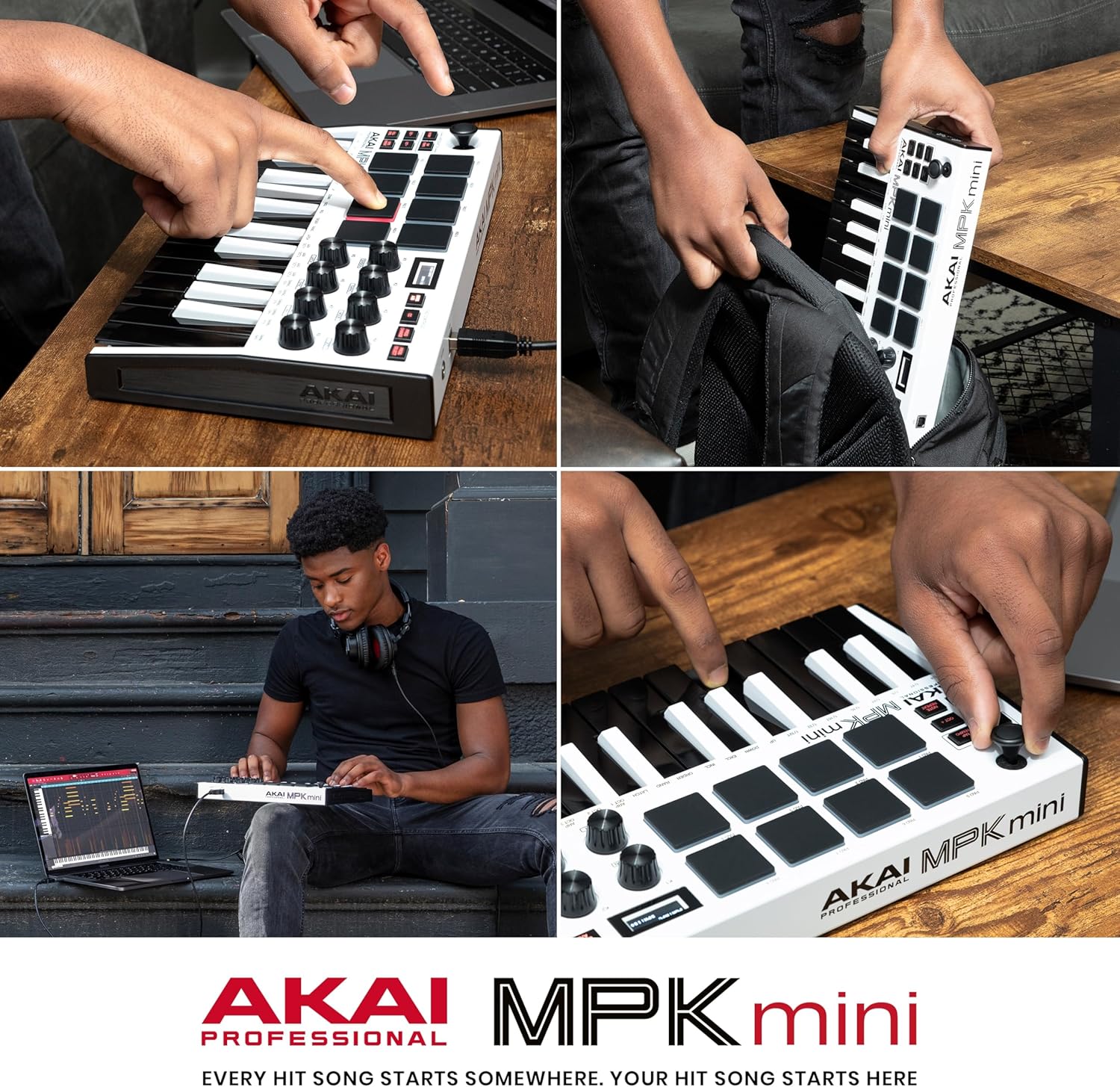 Akai Professional MPK Mini MK3 - 25 Key USB MIDI Keyboard Controller With 8 Backlit Drum Pads, 8 Knobs, Music Production Software and Native Instruments Sound Package (NKS Integration)