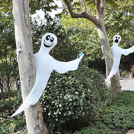 JOYIN 2 Pcs 53" Halloween Decoration Outdoor, Halloween Bendable Hanging Ghost for Lawn, Tree, Pilar Decorations, Tree Wrap Ghost Party Supplies