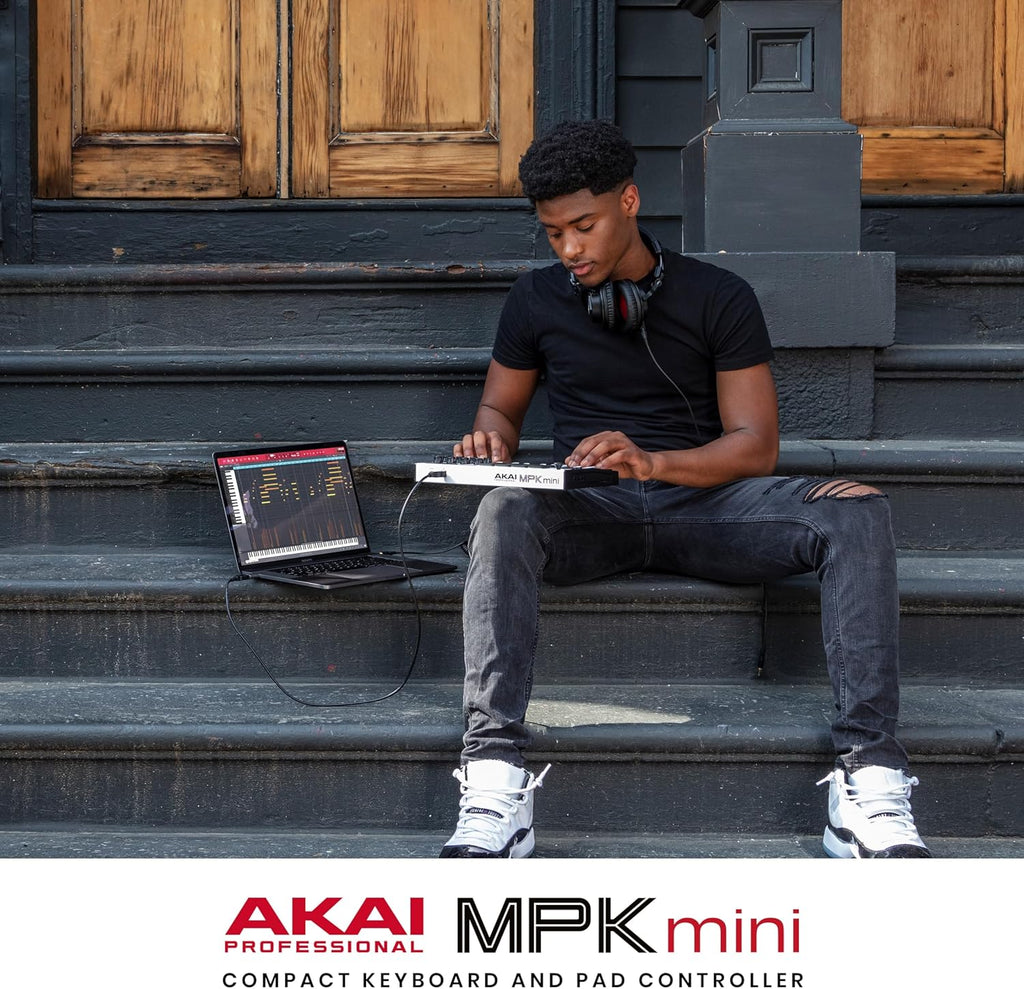 Akai Professional MPK Mini MK3 - 25 Key USB MIDI Keyboard Controller With 8 Backlit Drum Pads, 8 Knobs, Music Production Software and Native Instruments Sound Package (NKS Integration)