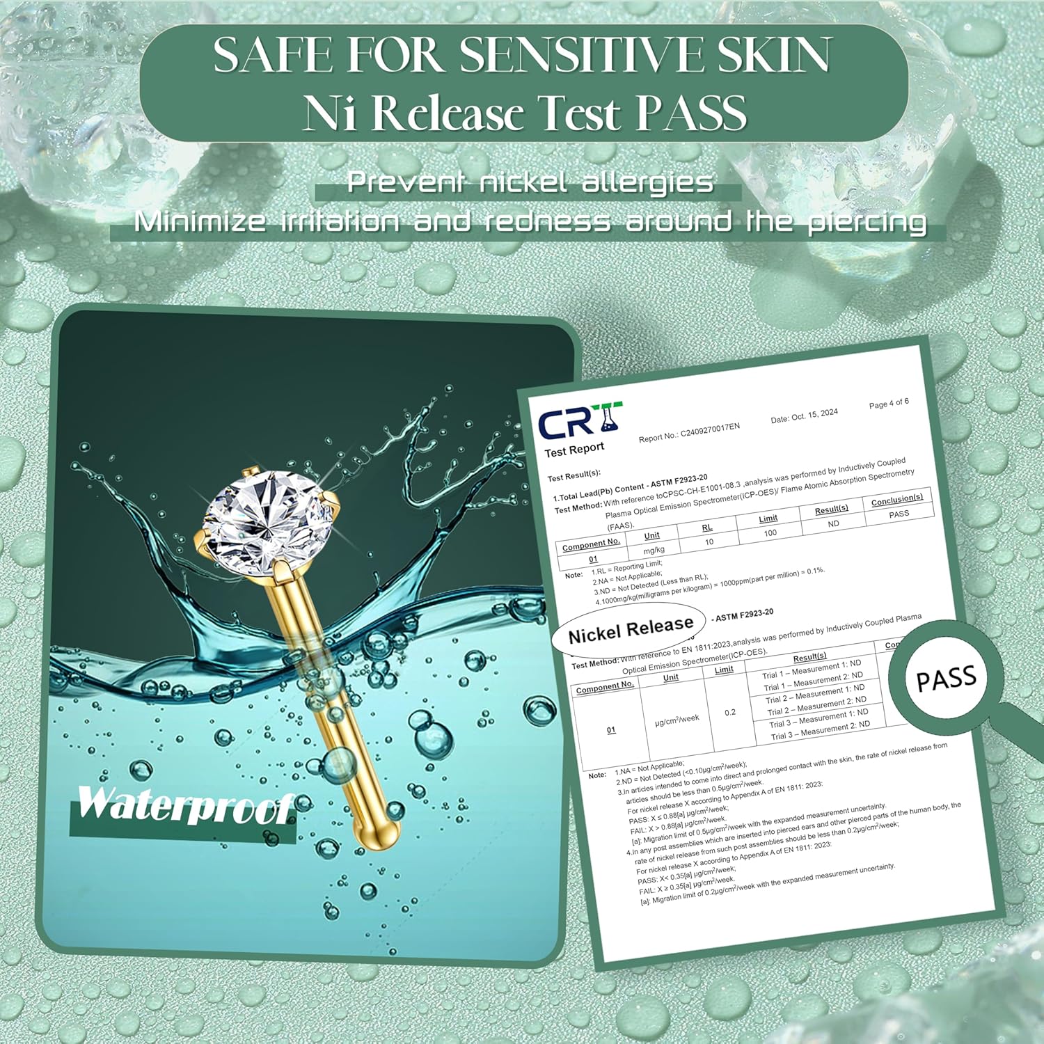 Jstyle Hypoallergenic Nose Rings 18G 20G Surgical Stainless Steel Nose Rings Studs Cubic Zirconia Nose Ring Labret Nose Piercing Jewelry for Women Men 1.5mm 2mm 2.5mm 3mm